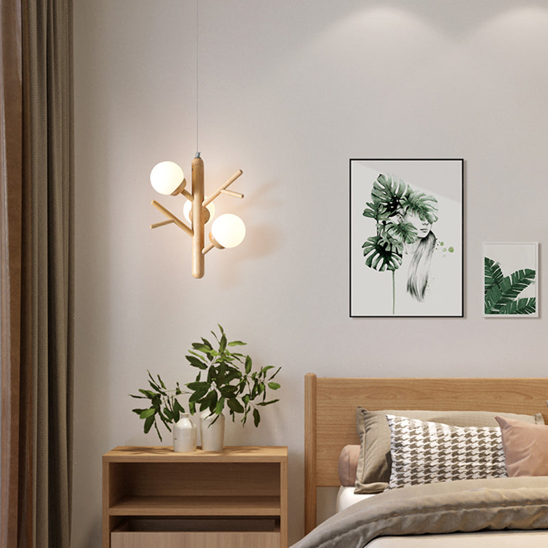 Wooden Chandelier Pendant Lamp Modern 3-Light Chandelier Light Fixtures for Living Room