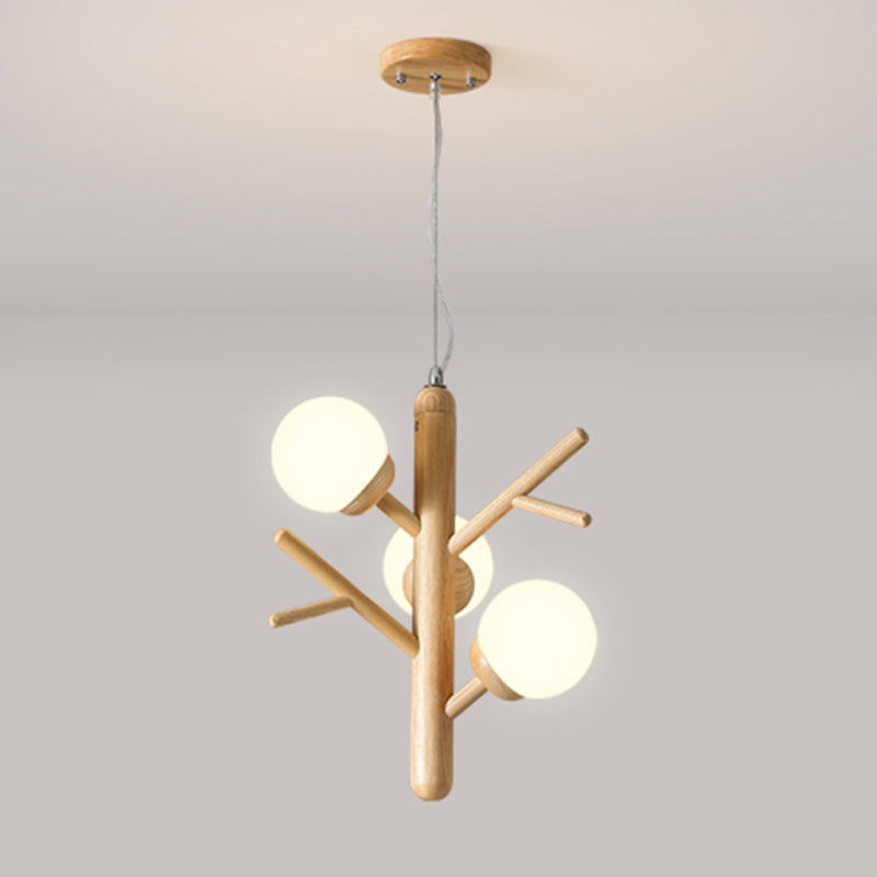 Wooden Chandelier Pendant Lamp Modern 3-Light Chandelier Light Fixtures for Living Room