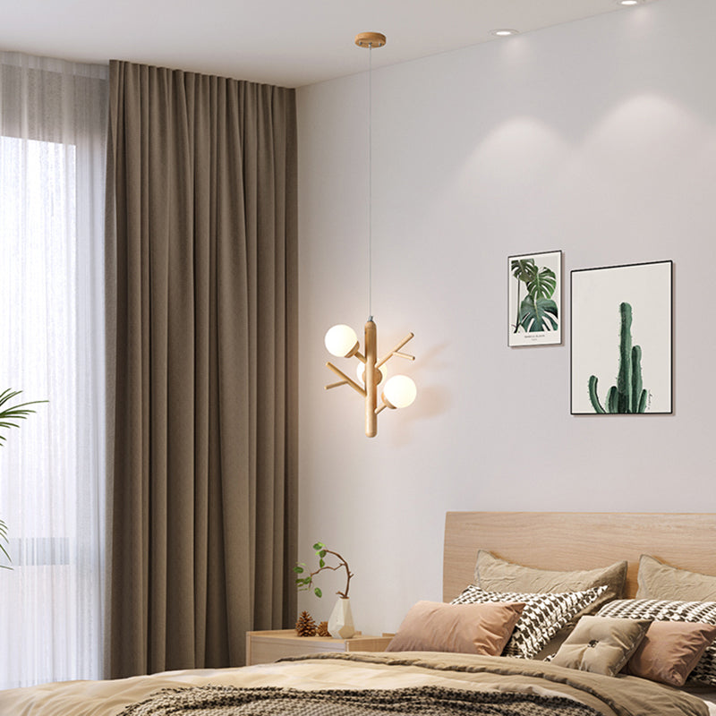 Wooden Chandelier Pendant Lamp Modern 3-Light Chandelier Light Fixtures for Living Room