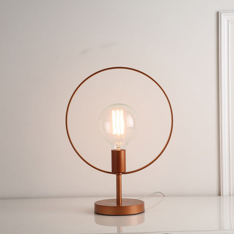Lampe de bureau circulaire moderniste en métal, lampe de lecture à 1 tête en bordeaux pour étude