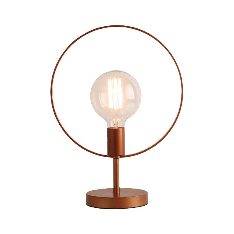 Lampe de bureau circulaire moderniste en métal, lampe de lecture à 1 tête en bordeaux pour étude