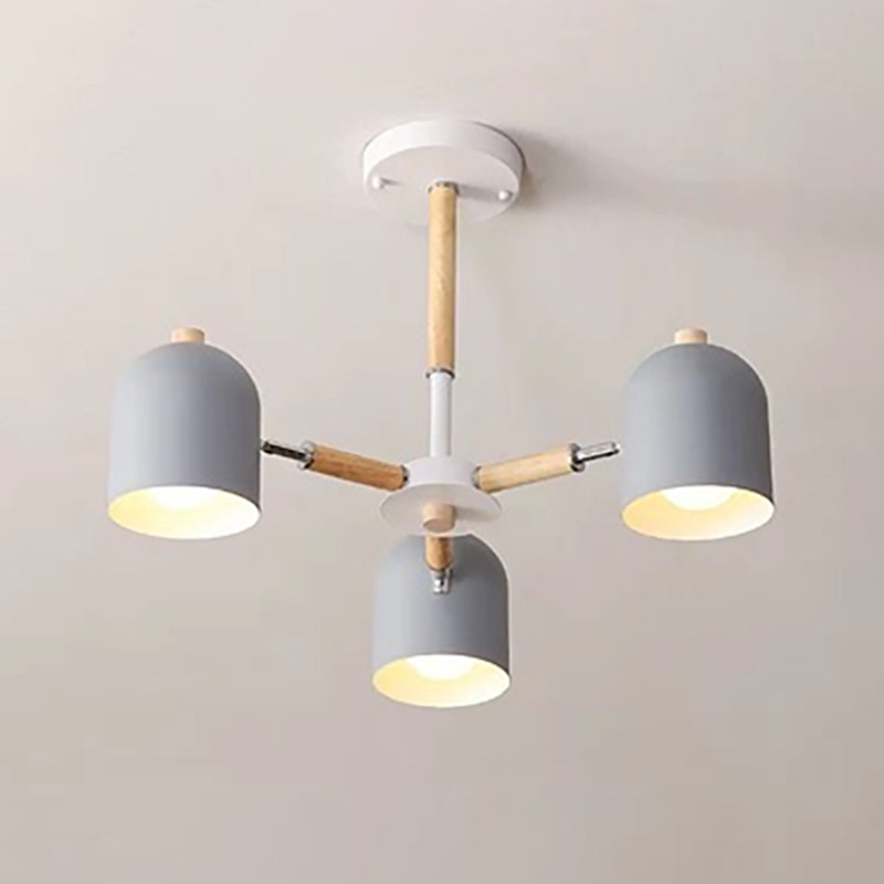 Macaron Style Chandelier Rotatable Domed Pendant Lamp with Metal Shade