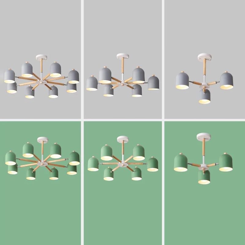 Lámpara colgante con cúpula de lámpara de lámpara de estilo macarrón con sombra de metal