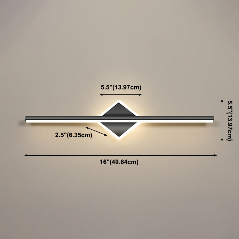 Striscia nera Mirror Minimalist Light Nordic Style 1 Light Vanity Light per camera da letto