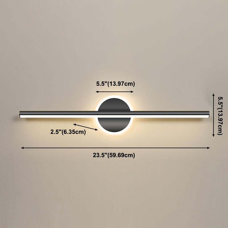 Striscia nera Mirror Minimalist Light Nordic Style 1 Light Vanity Light per camera da letto