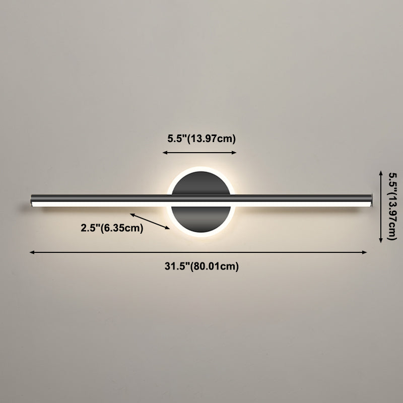 Striscia nera Mirror Minimalist Light Nordic Style 1 Light Vanity Light per camera da letto