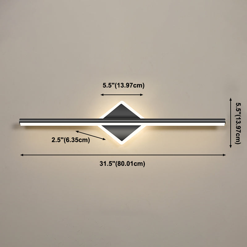 Striscia nera Mirror Minimalist Light Nordic Style 1 Light Vanity Light per camera da letto