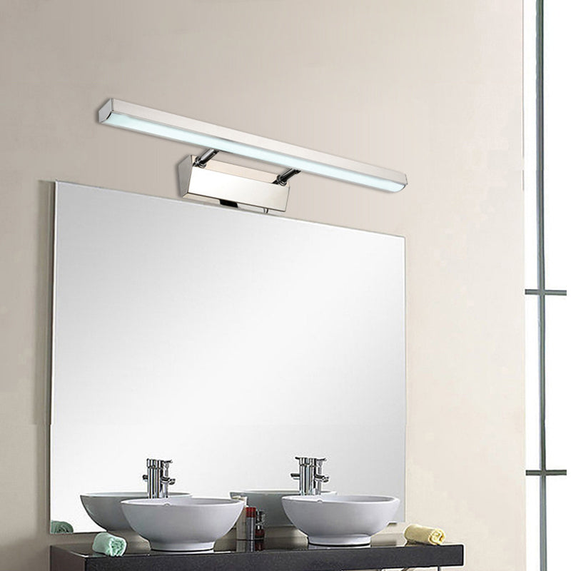 Modern Style Strip Mirror Light 1 Light LED Vanity Light in Silver for Toilet