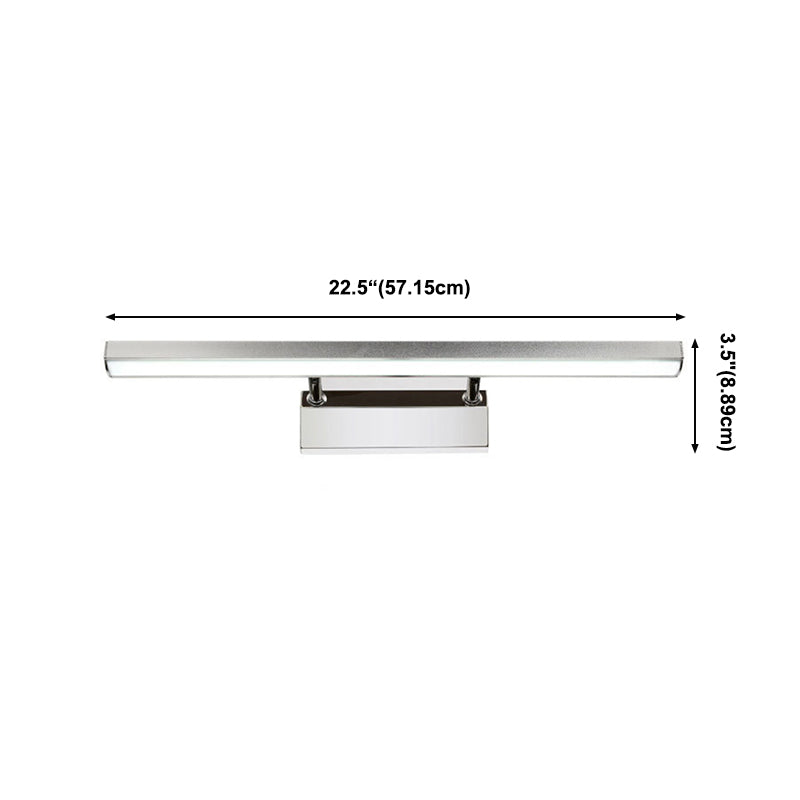 Modern Style Strip Mirror Light 1 Light LED Vanity Light in Silver for Toilet