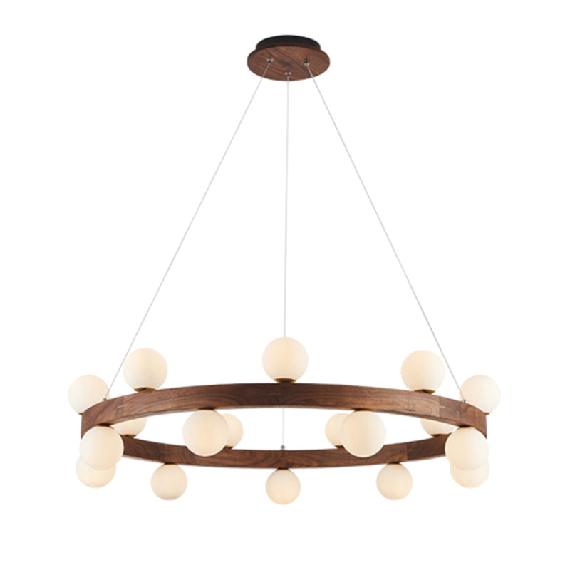 Round Chandelier Light Fixtures Modern Multi-Head Hanging Lamps with White Glass Shade