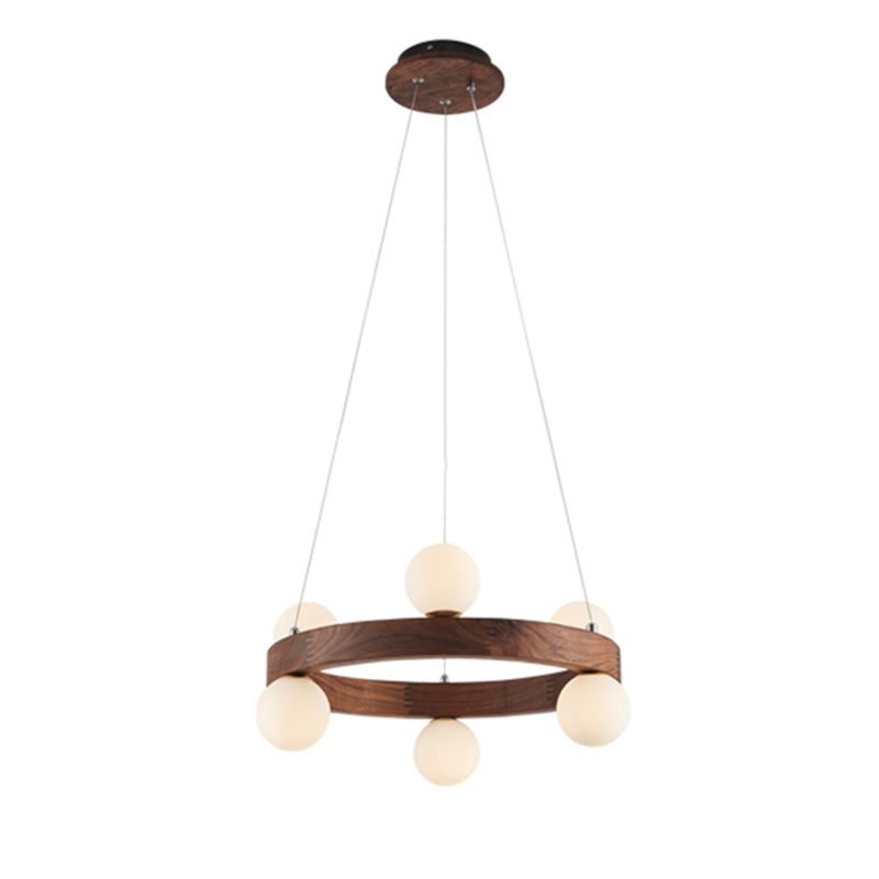 Round Chandelier Light Fixtures Modern Multi-Head Hanging Lamps with White Glass Shade