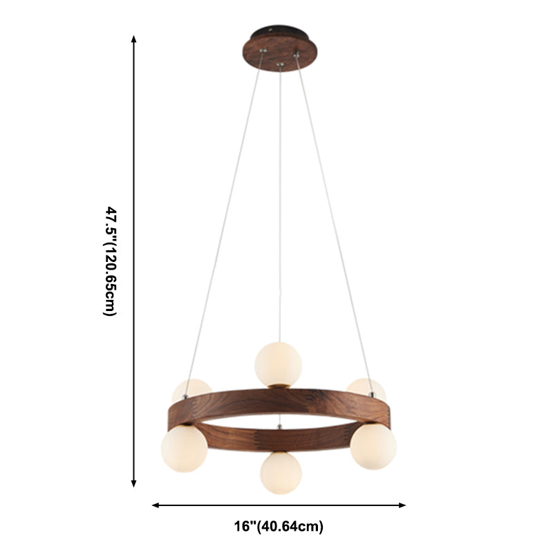 Round Chandelier Light Fixtures Modern Multi-Head Hanging Lamps with White Glass Shade