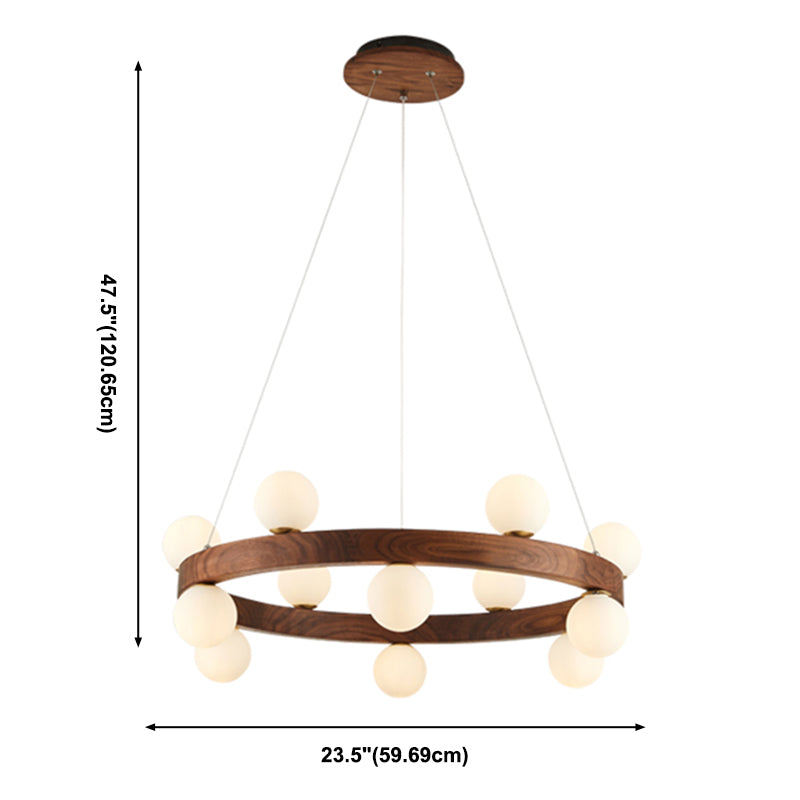 Round Chandelier Light Fixtures Modern Multi-Head Hanging Lamps with White Glass Shade