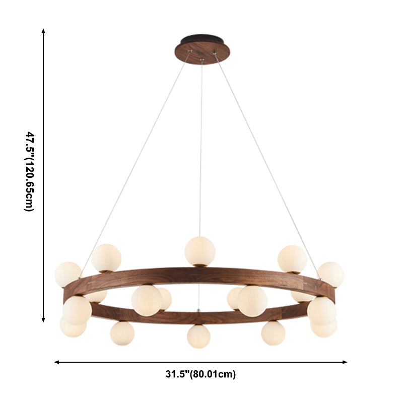 Round Chandelier Light Fixtures Modern Multi-Head Hanging Lamps with White Glass Shade