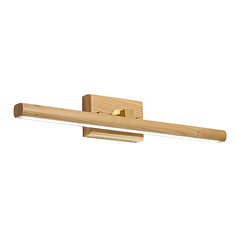 Wood Straight Mirror Light Nordic Style 1 Light Wall Sconce for Bedroom