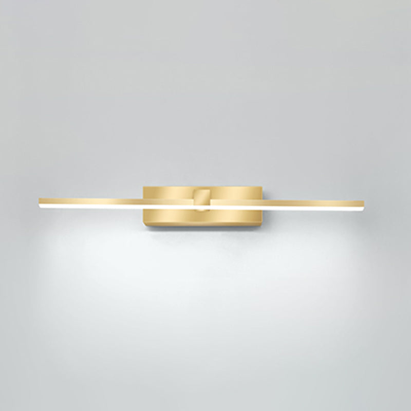 Strip Minimalist Mirror Light Nordic Style LED Wall Sconce in Gold for Bathroom