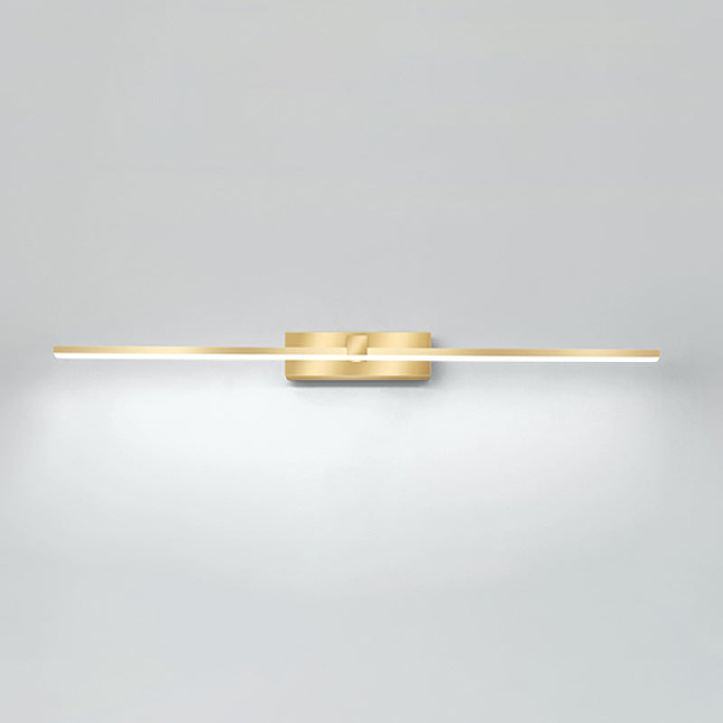 Strip Minimalist Mirror Light Nordic Style LED Wall Sconce in Gold for Bathroom