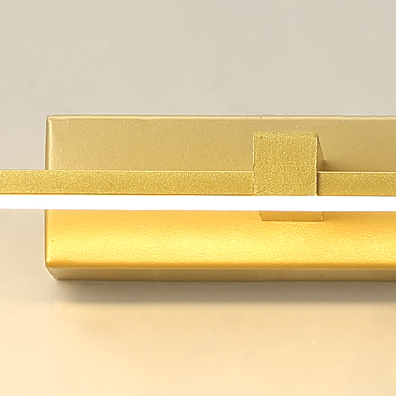 Strip Minimalist Mirror Light Nordic Style LED Wall Sconce in Gold for Bathroom