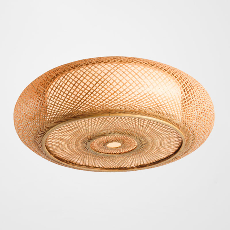 Simple Flush Mount Ceiling Light Fixtures LED Ceiling Lamp with Bamboo Shade