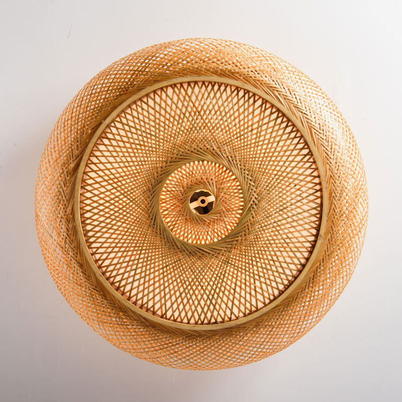 Simple Flush Mount Ceiling Light Fixtures LED Ceiling Lamp with Bamboo Shade