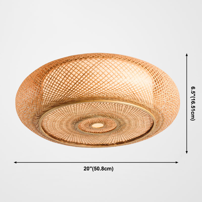 Simple Flush Mount Ceiling Light Fixtures LED Ceiling Lamp with Bamboo Shade