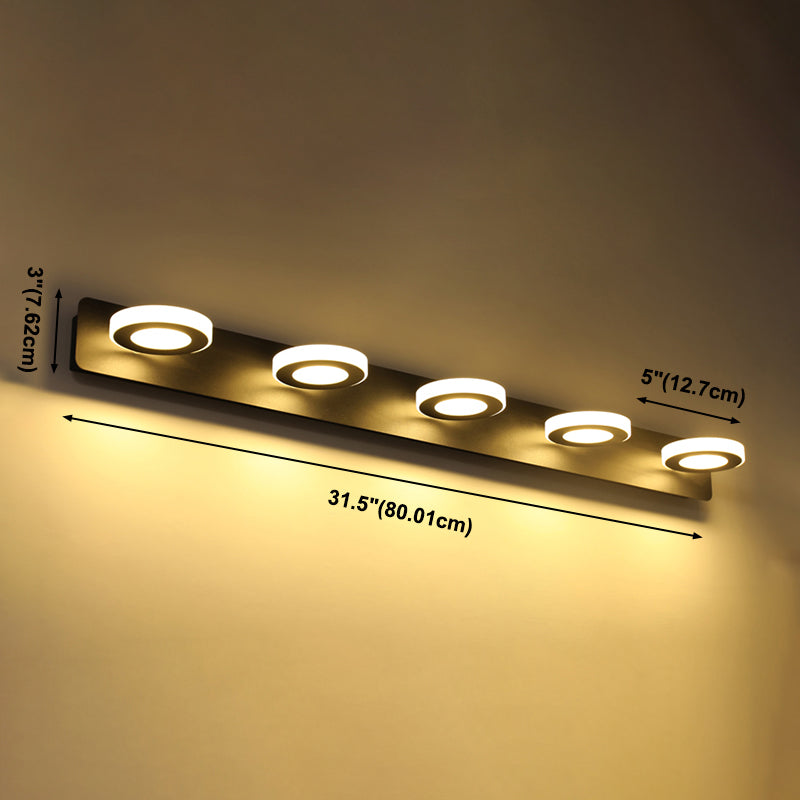 Multi Light Black Vanity Light Modern Style Waterproof Mirror Light for Bathroom