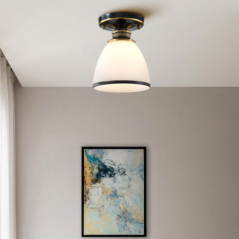 Simple Ceiling Lamp Modern Flush Mount Ceiling Light with Glass Shade for Bedroom
