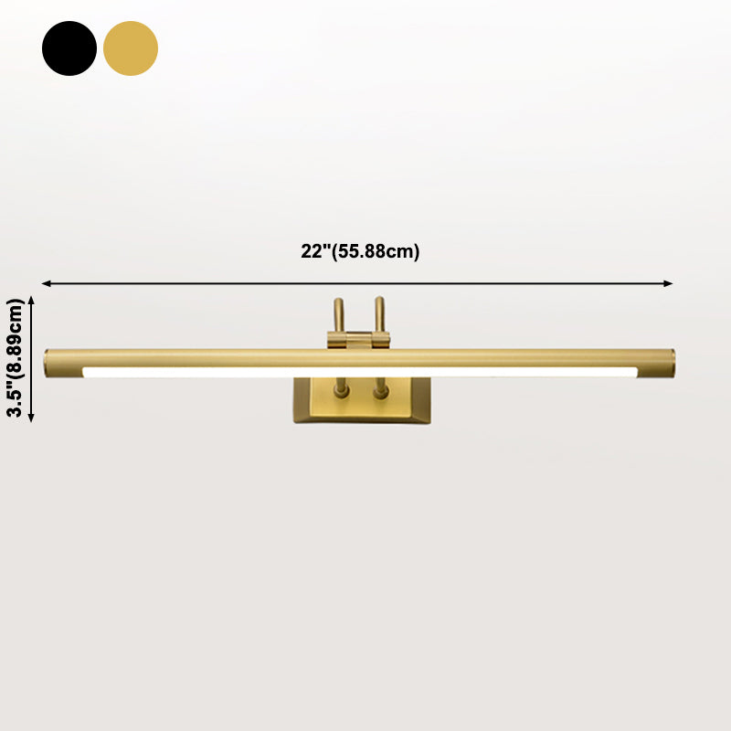 Brass Straight Mirror Light Modern Style Single Light Wall Lamp for Bedroom