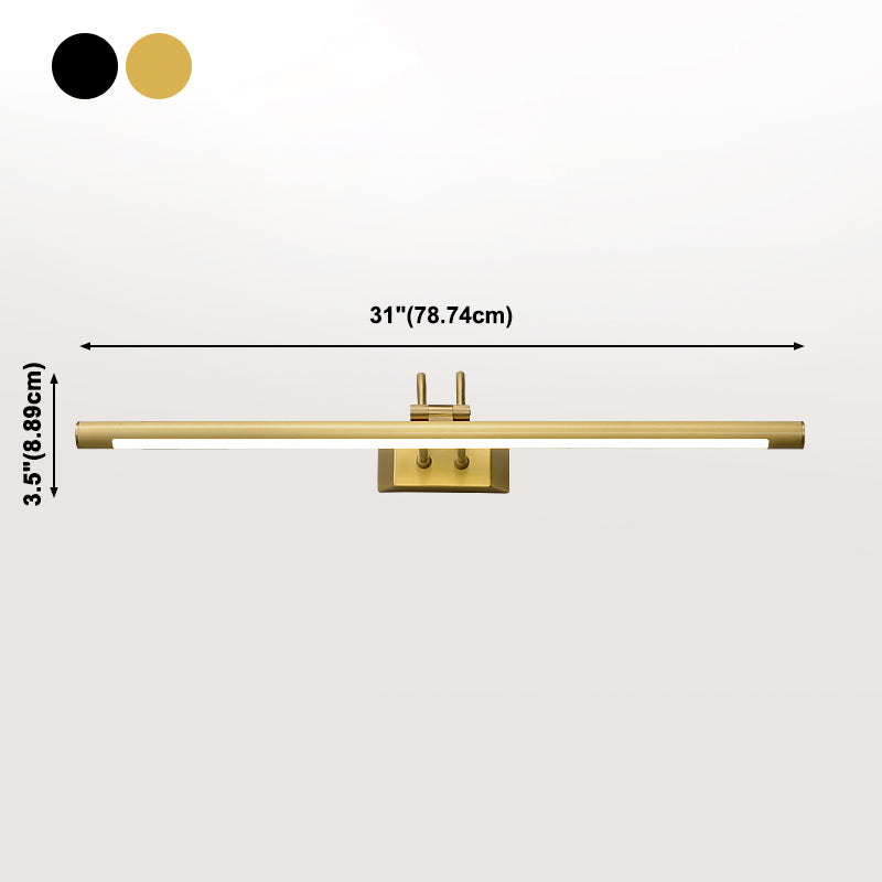 Brass Straight Mirror Light Modern Style Single Light Wall Lamp for Bedroom