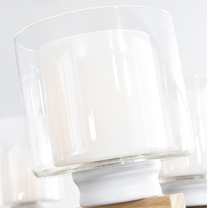 Wooden Chandelier Modern Living Room Suspension Lamp with Glass Shade