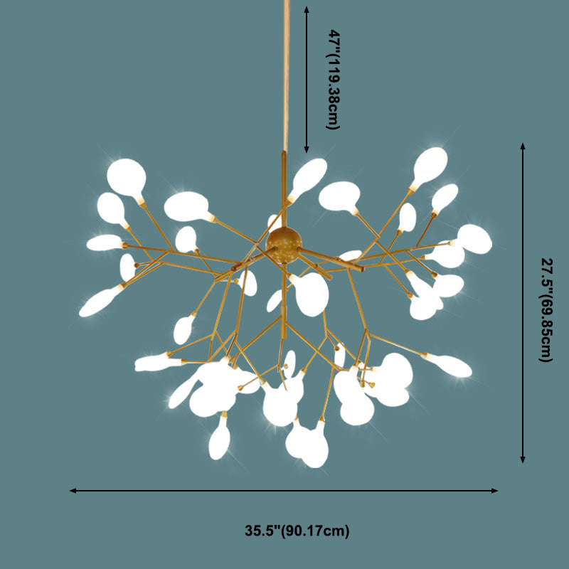 Glowworm Suspended Lighting Fixture Multi-Head Hanging Pendant Lights for Living Room