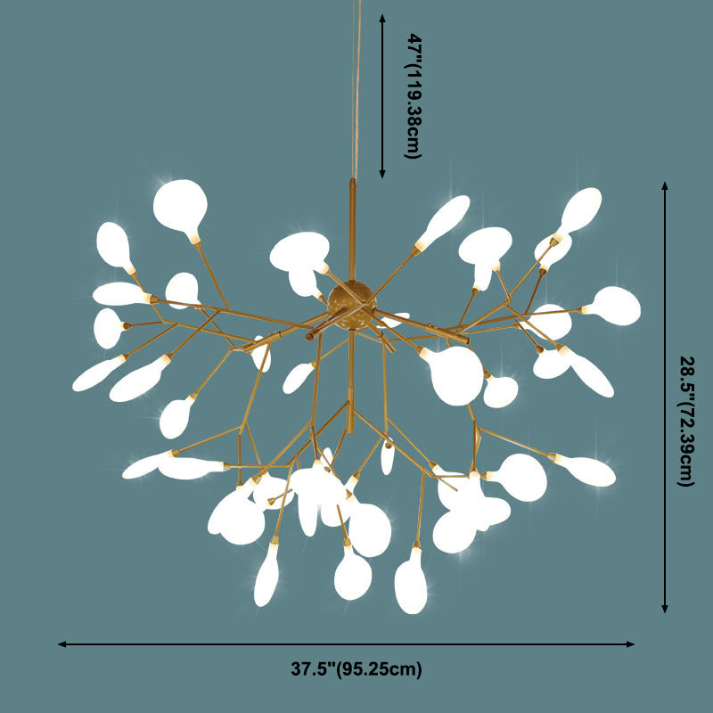 Glowworm Suspended Lighting Fixture Multi-Head Hanging Pendant Lights for Living Room