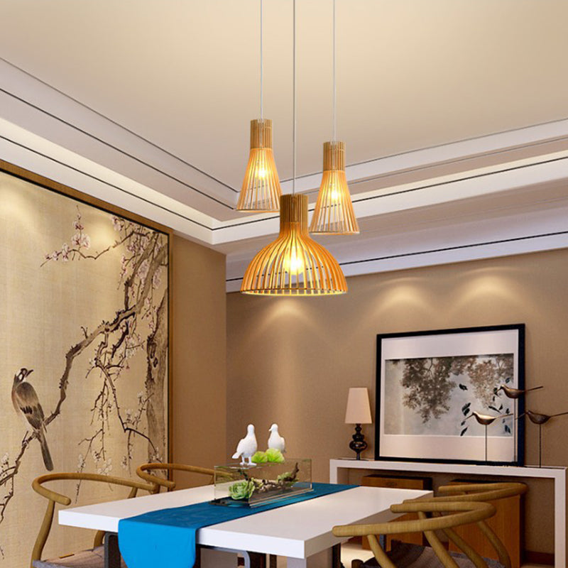 Luce a sospensione in legno in stile moderno 1 Apparecchio di lampada appesa alla luce per soggiorno