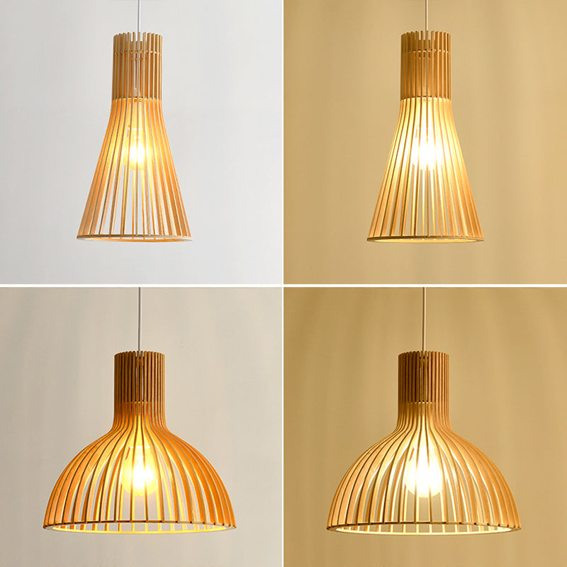 Luce a sospensione in legno in stile moderno 1 Apparecchio di lampada appesa alla luce per soggiorno