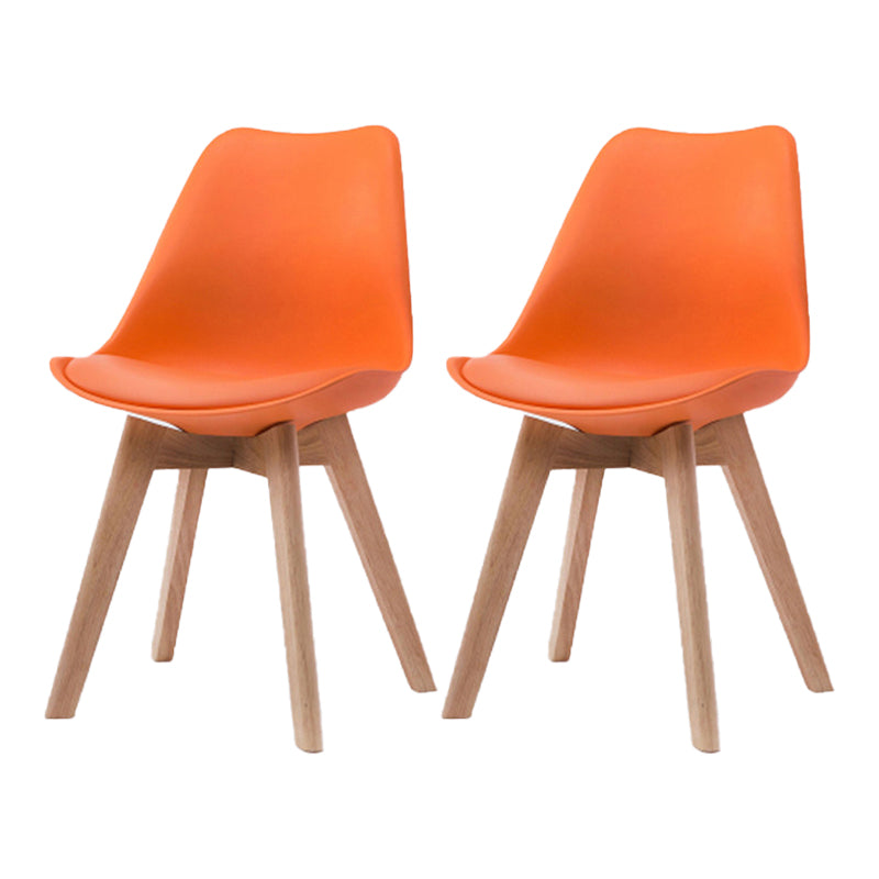 Scandinavian Beech Parsons Side Chair Matte Finish Leather Dining Chairs (Set of 2)