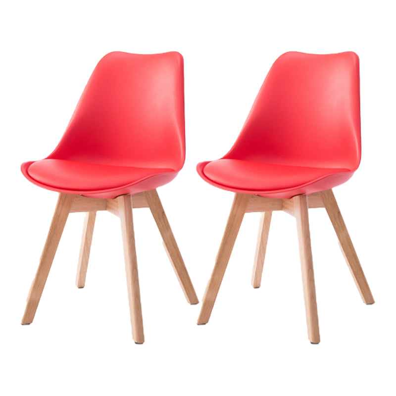 Scandinavian Beech Parsons Side Chair Matte Finish Leather Dining Chairs (Set of 2)