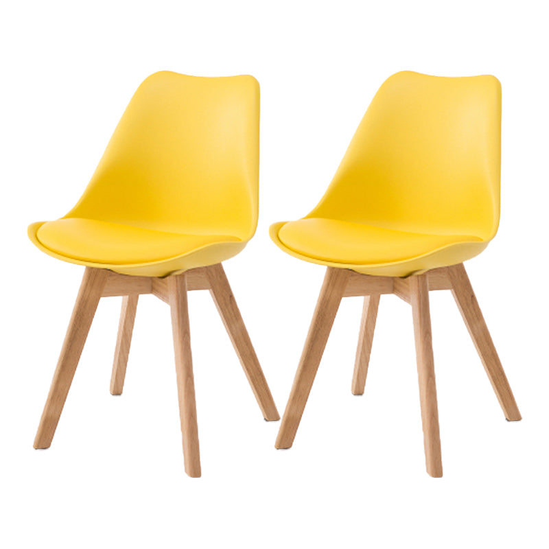 Scandinavian Beech Parsons Side Chair Matte Finish Leather Dining Chairs (Set of 2)
