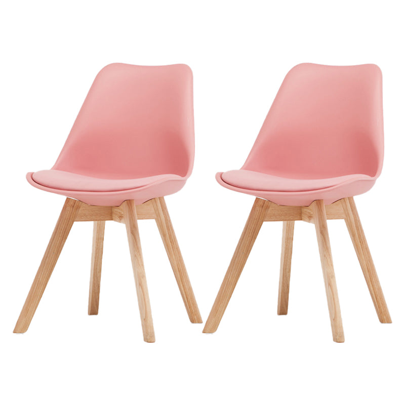 Scandinavian Beech Parsons Side Chair Matte Finish Leather Dining Chairs (Set of 2)