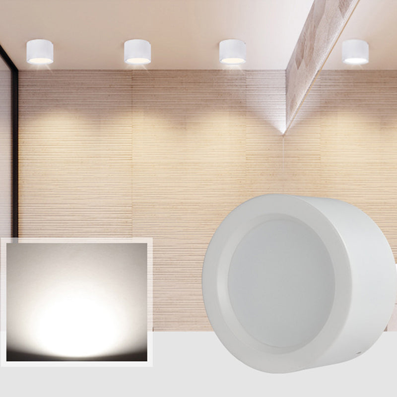 Plafonnier LED de forme cylindrique en fer moderne, 1 lumière, montage encastré pour couloir d'allée