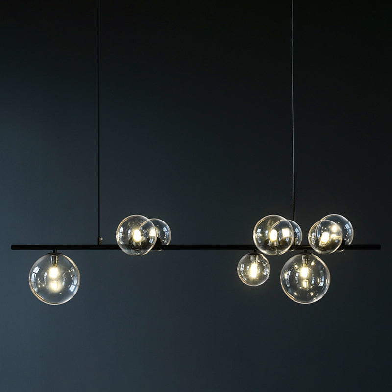 Estilo moderno de forma esférica luces de isla vidrio 9 Ideas de iluminación de la isla de la luz en negro