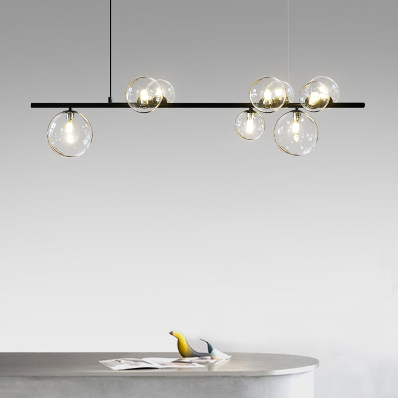 Estilo moderno de forma esférica luces de isla vidrio 9 Ideas de iluminación de la isla de la luz en negro