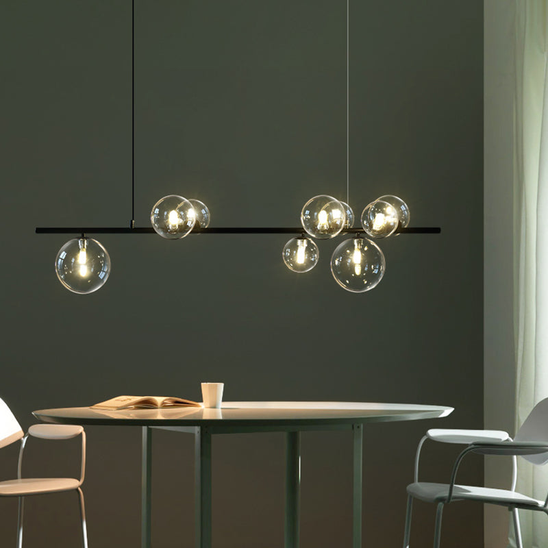 Estilo moderno de forma esférica luces de isla vidrio 9 Ideas de iluminación de la isla de la luz en negro