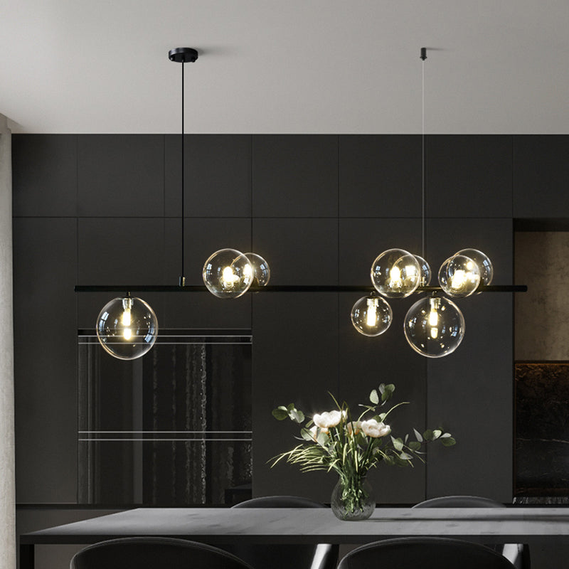 Estilo moderno de forma esférica luces de isla vidrio 9 Ideas de iluminación de la isla de la luz en negro