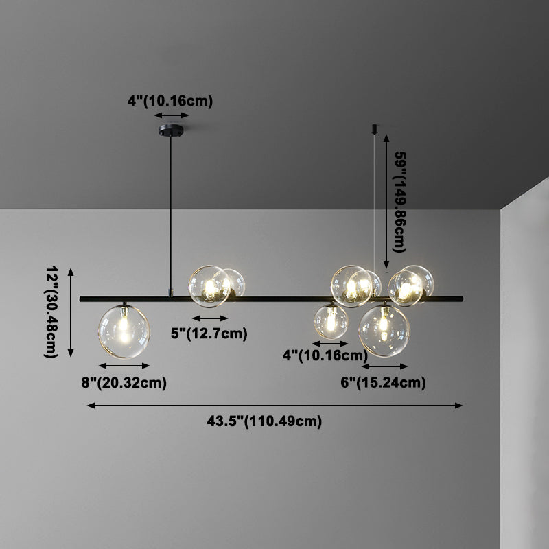 Estilo moderno de forma esférica luces de isla vidrio 9 Ideas de iluminación de la isla de la luz en negro