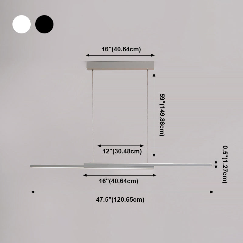2 Light Linear Island Lighting Contemporary Metal Island Light Fixture