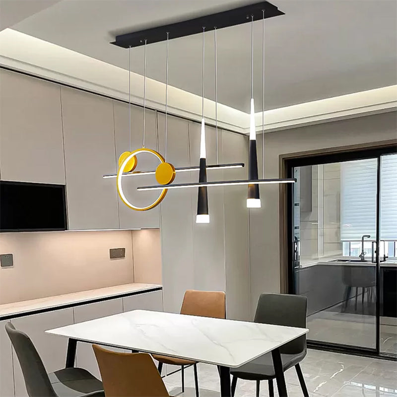 5 Light Linear Island Lighting Contemporary Metal Island Pendant Lights