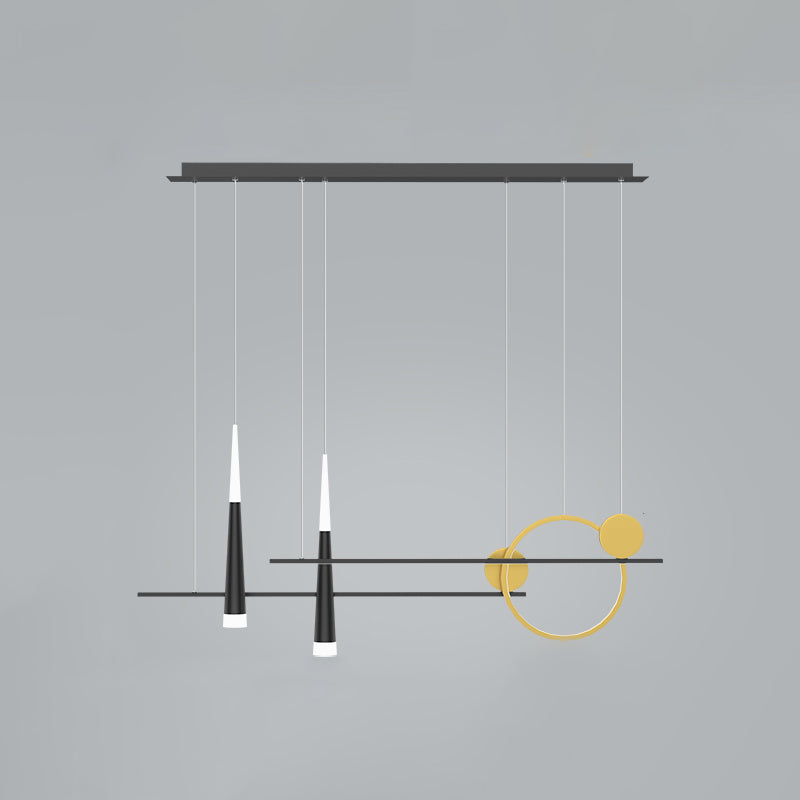 5 Light Linear Island Lighting Contemporary Metal Island Pendant Lights