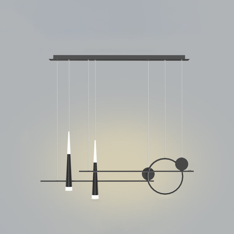 5 Light Linear Island Lighting Contemporary Metal Island Pendant Lights