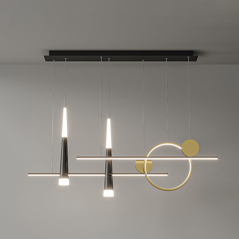 5 Light Linear Island Lighting Contemporary Metal Island Pendant Lights
