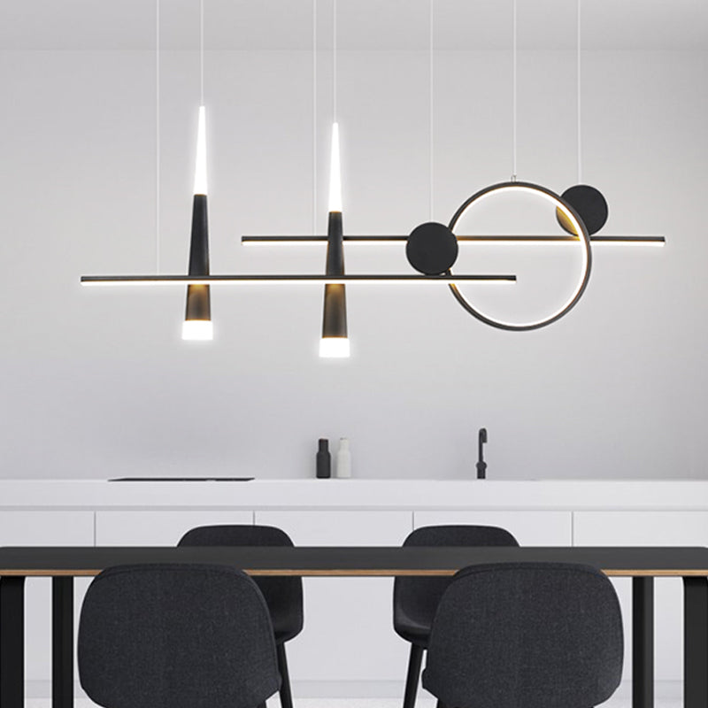 5 Light Linear Island Lighting Contemporary Metal Island Pendant Lights